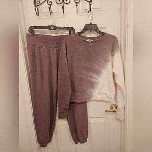 Dark Tauoe and Cream Tie-Dye Sweatshirt and Joggers Set